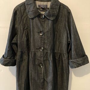 NWOT!! Baccini Dark Blue baby doll style Denim Jean Top, Jacket, dress.